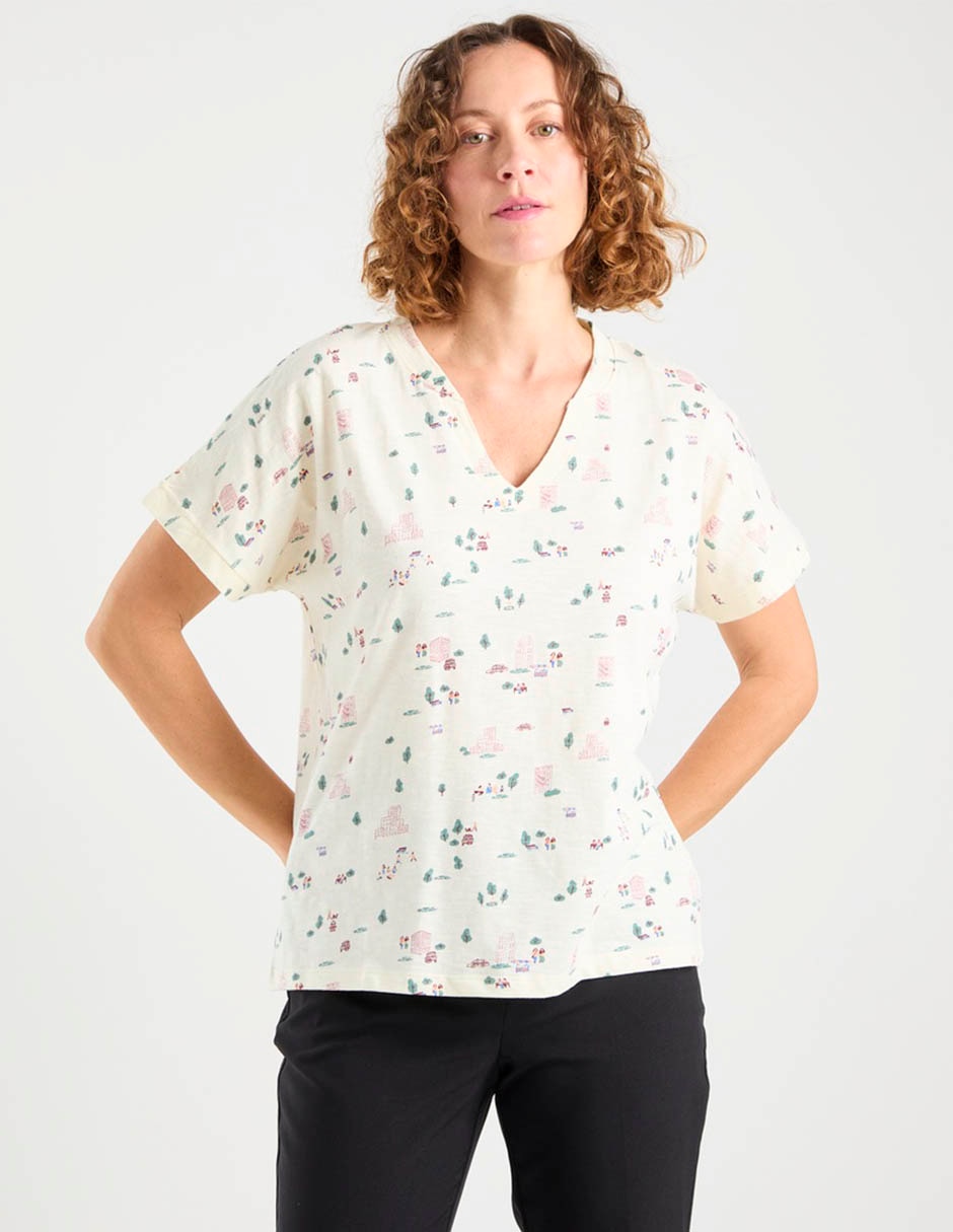 Playera manga corta cuello v para mujer