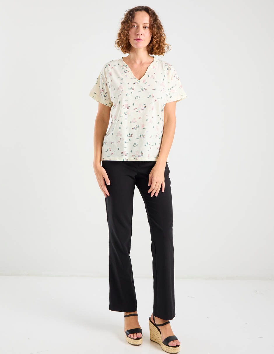 Playera manga corta cuello v para mujer 4