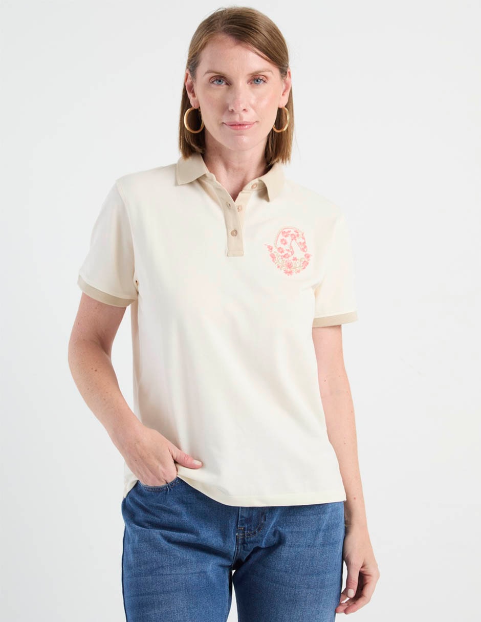Playera manga corta cuello polo mujer Playera manga corta cuello polo mujer