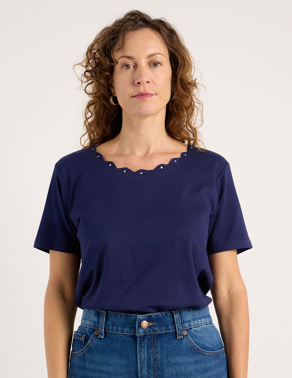 Playera manga corta cuello redondo para mujer Playera manga corta cuello redondo para mujer