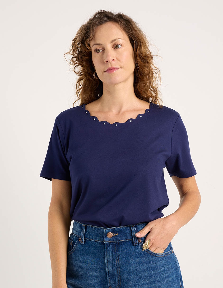 Playera manga corta cuello redondo para mujer 2