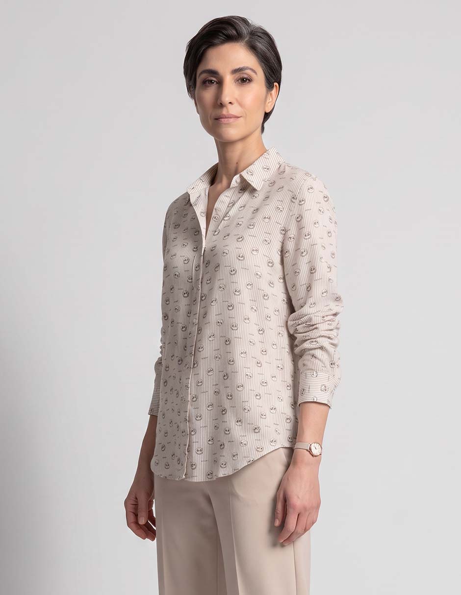 Blusa camisera el extra–o mundo de Jack manga larga para mujer