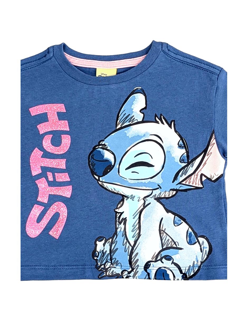 Playera stitch manga corta para niña