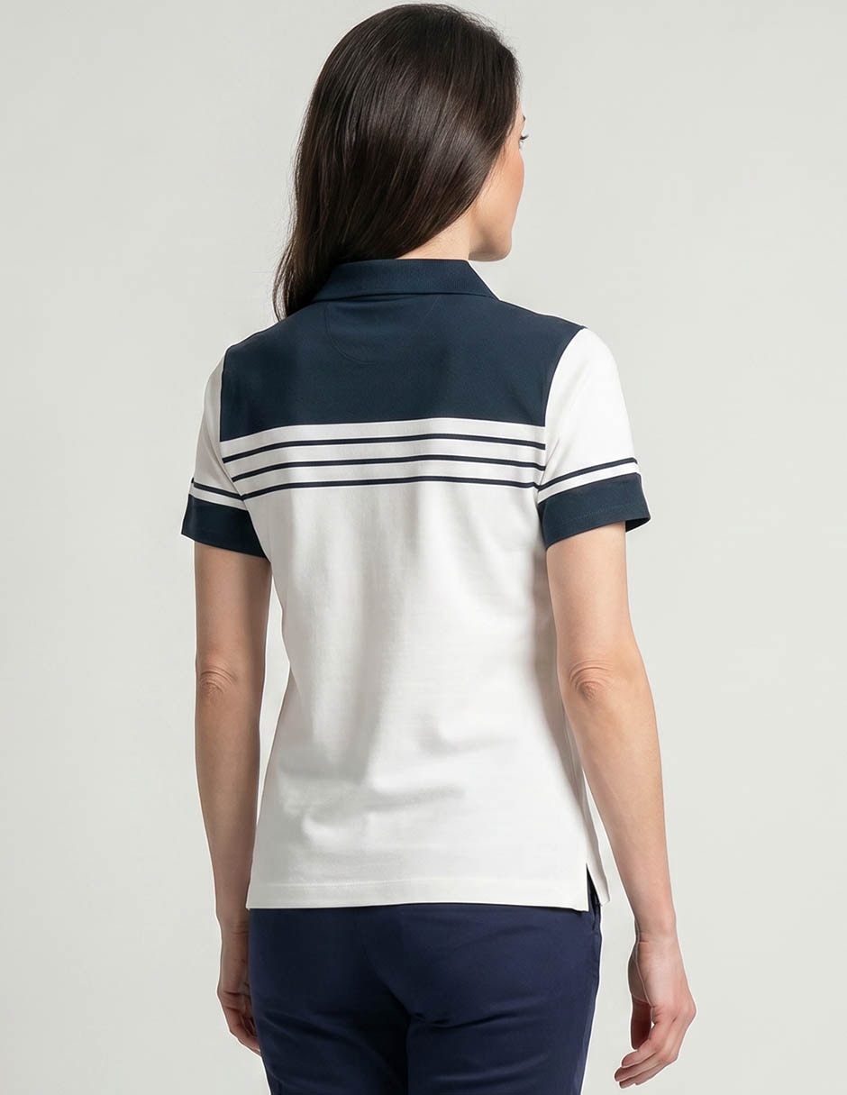 Playera manga corta cuello camisero para mujer 3