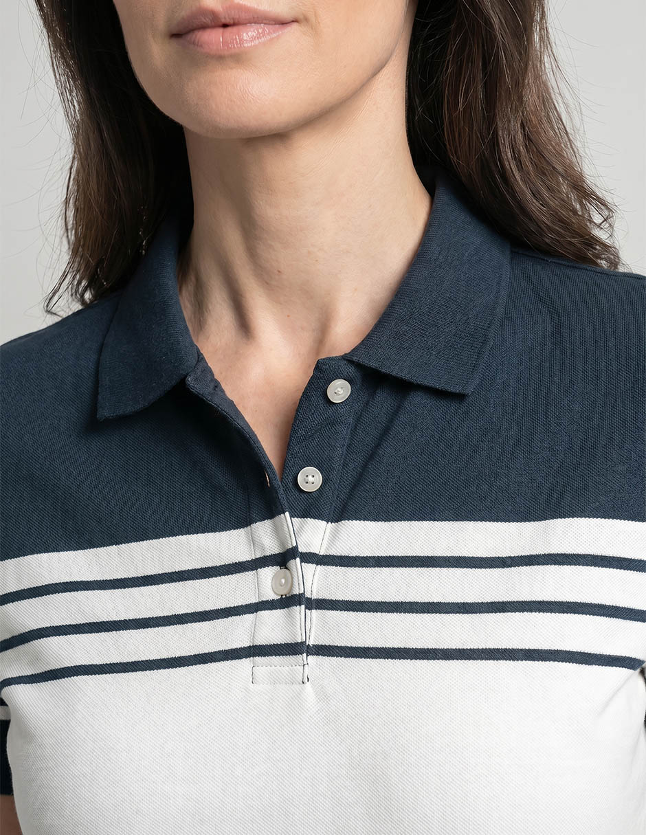 Playera manga corta cuello camisero para mujer 2