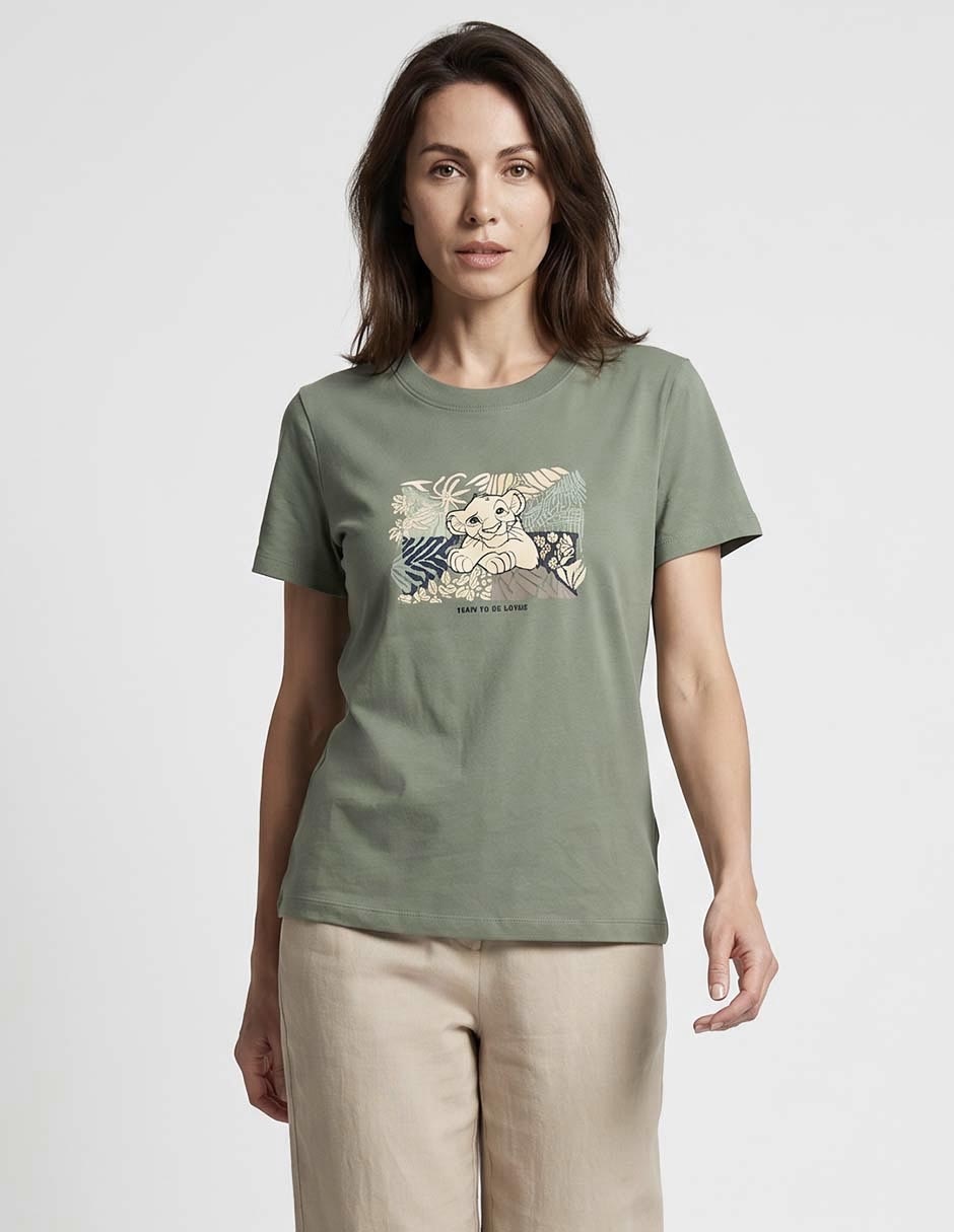 Playera manga corta cuello redondo para mujer