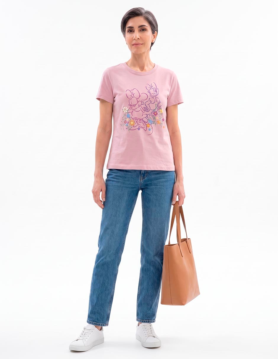 Playera manga corta Minnie y Daysi cuello redondo para mujer 3