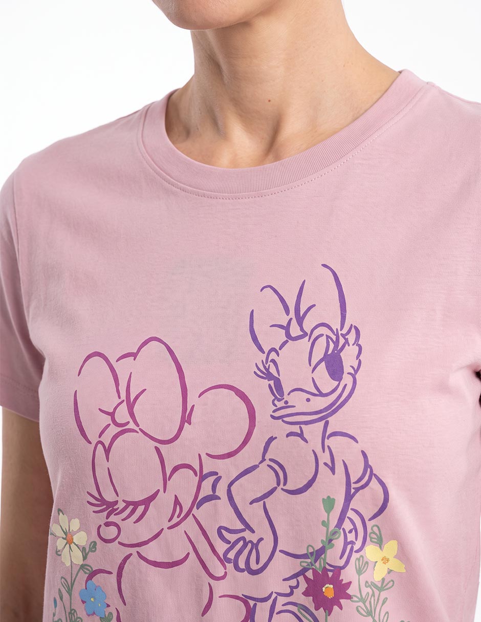 Playera manga corta Minnie y Daysi cuello redondo para mujer 4