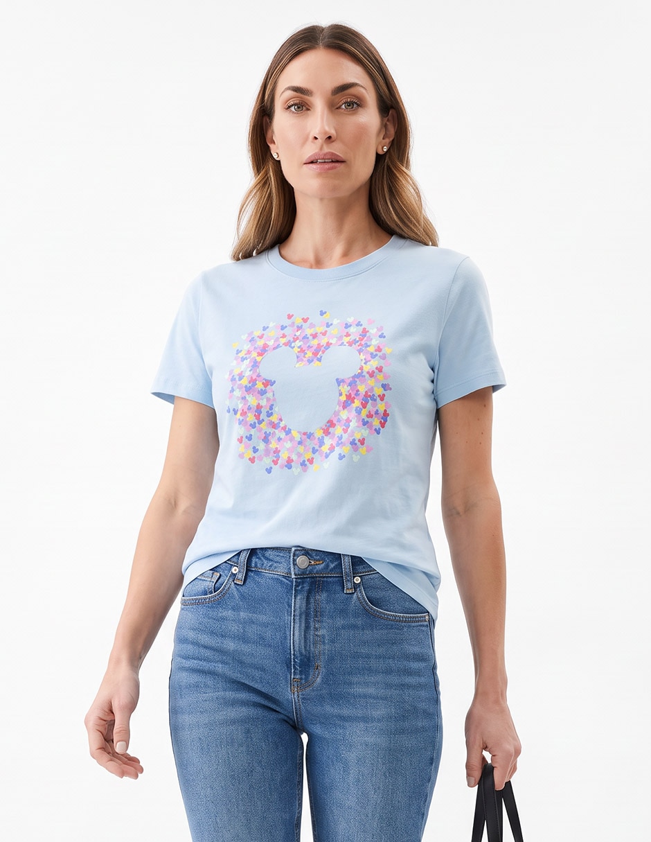 Playera manga corta Mickey Mouse cuello redondo para mujer 1
