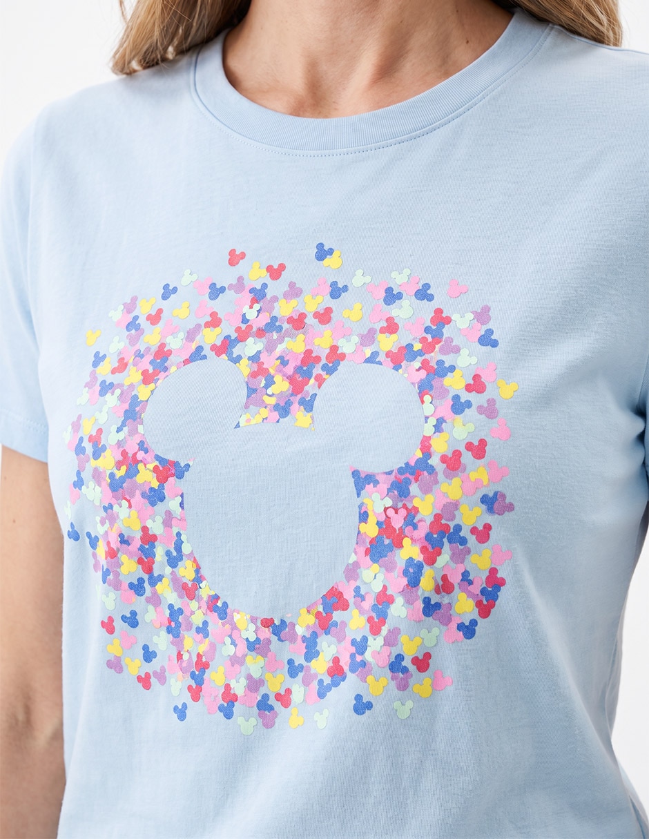 Playera manga corta Mickey Mouse cuello redondo para mujer 4