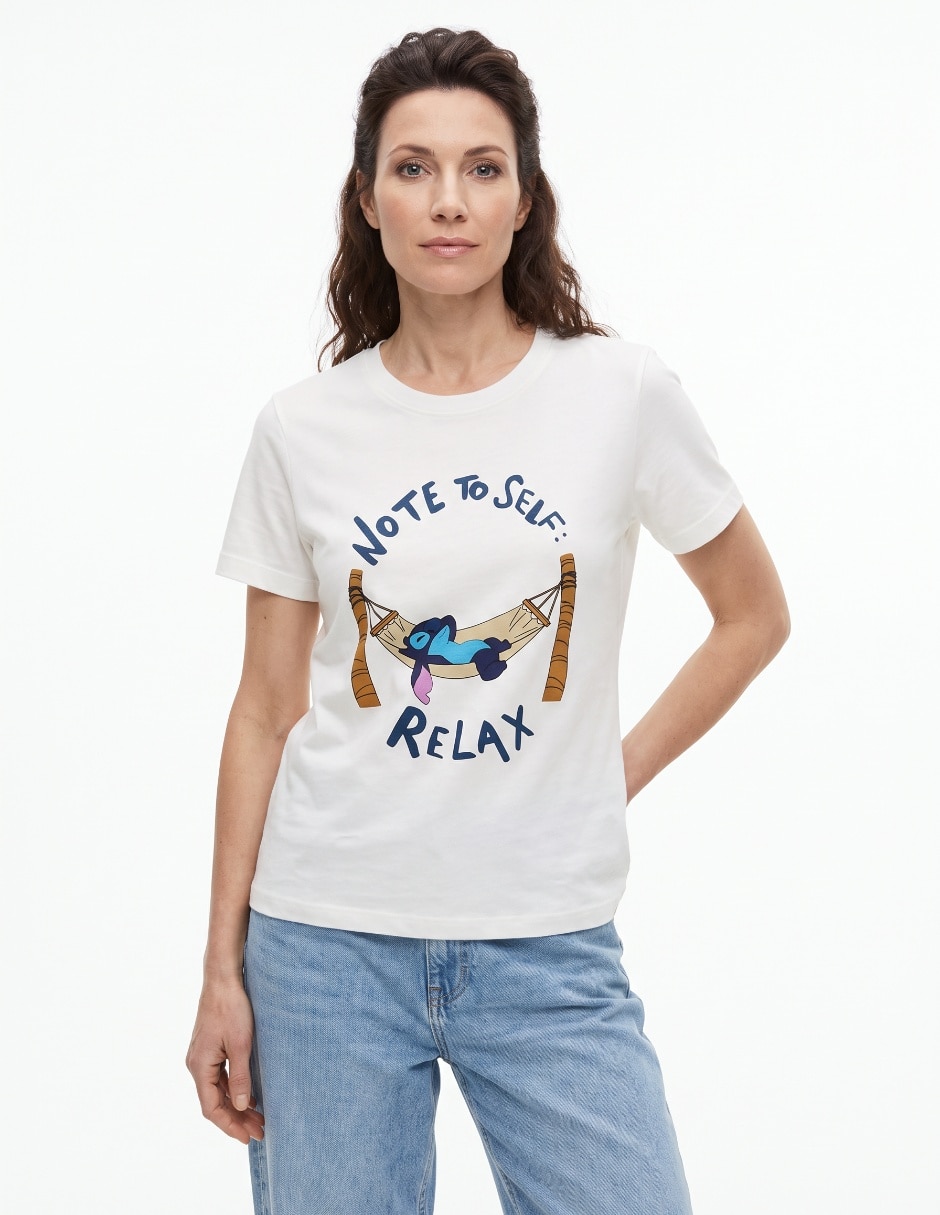 Playera manga corta Stitch cuello redondo para mujer