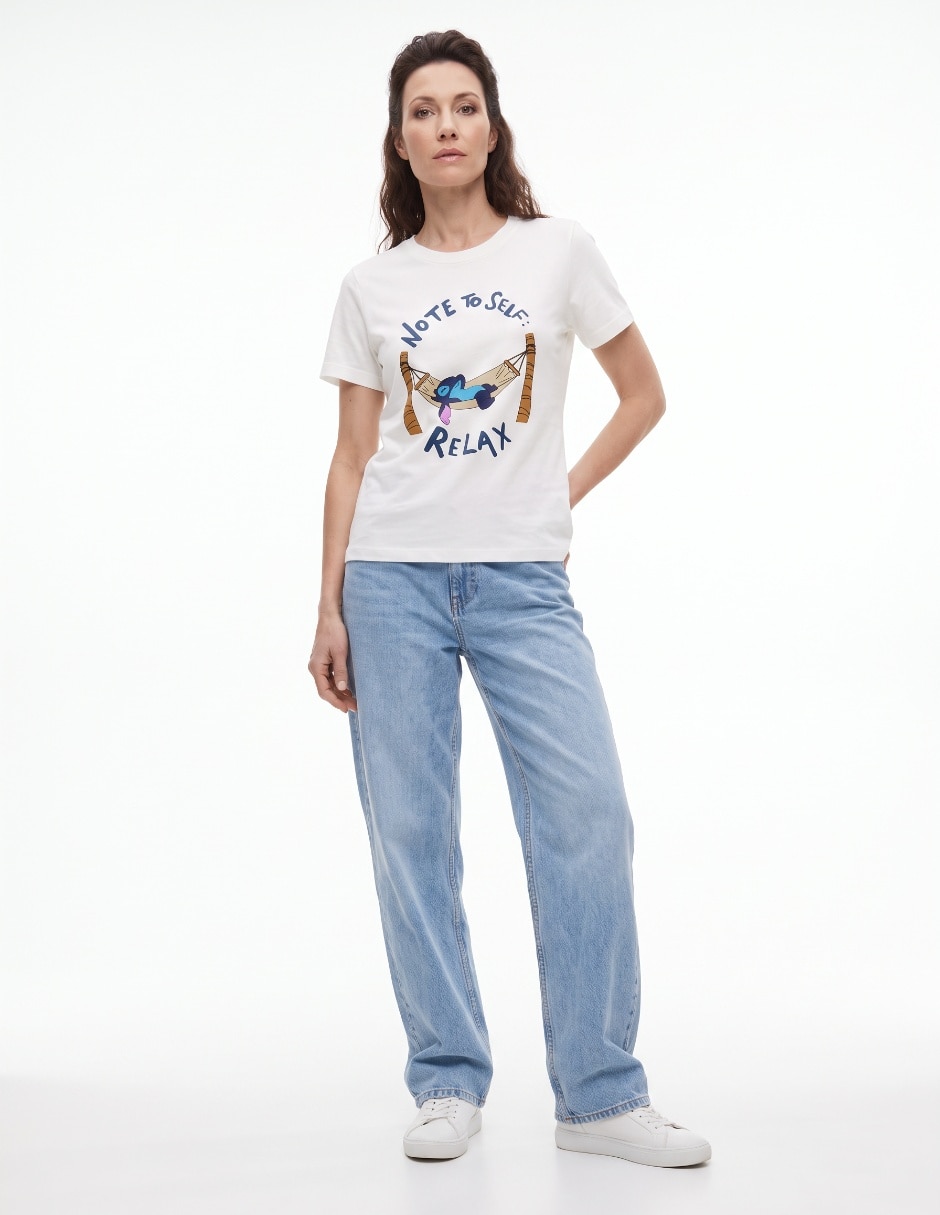 Playera manga corta Stitch cuello redondo para mujer 3