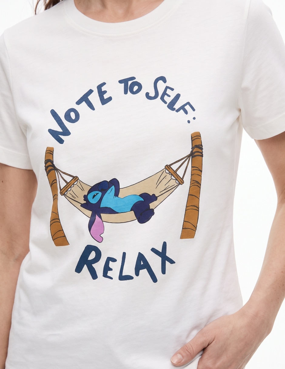 Playera manga corta Stitch cuello redondo para mujer 4