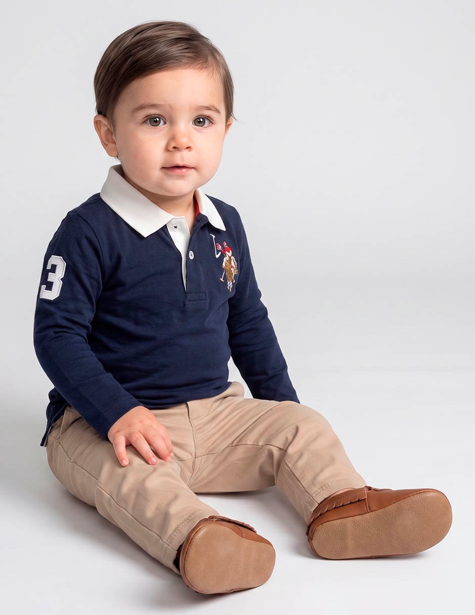 Playera tipo polo manga larga para niño Playera tipo polo manga larga para niño
