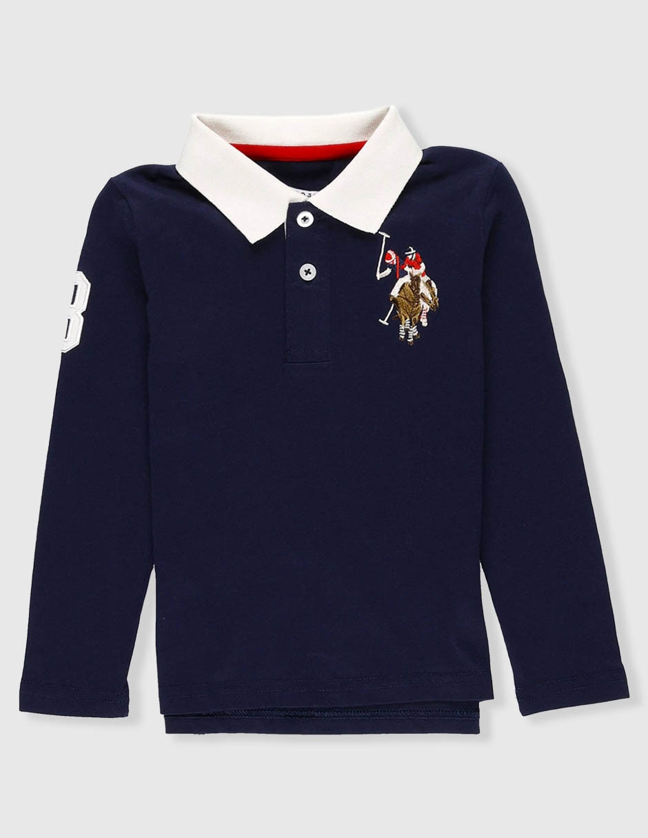 Playera tipo polo manga larga para niño 2