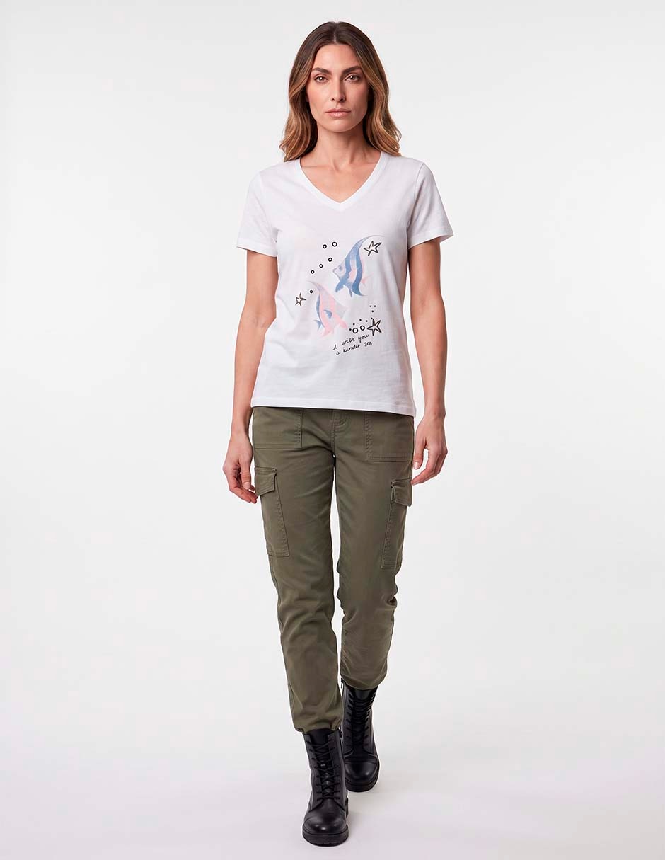Playera manga corta cuello v mujer 1