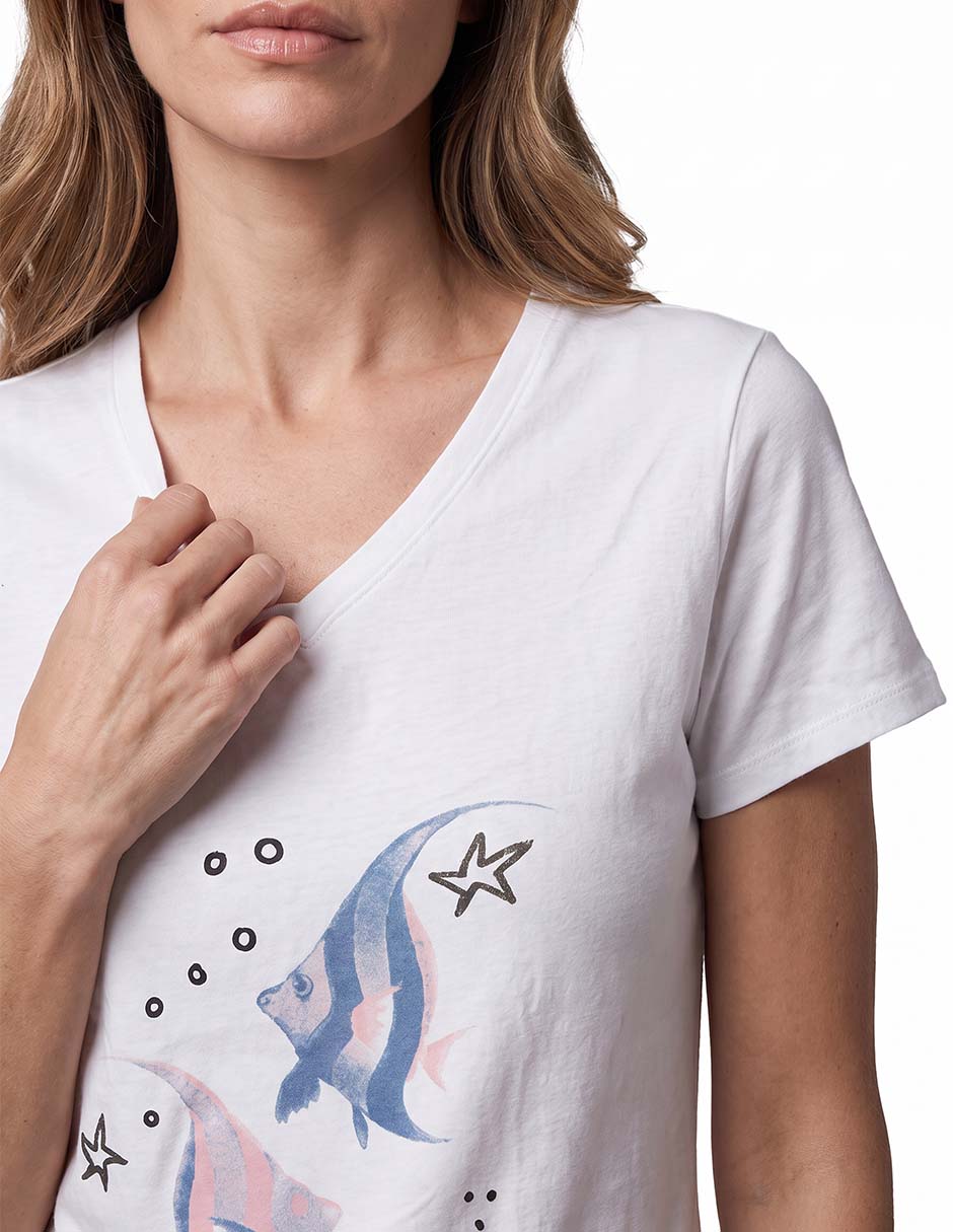 Playera manga corta cuello v mujer 2