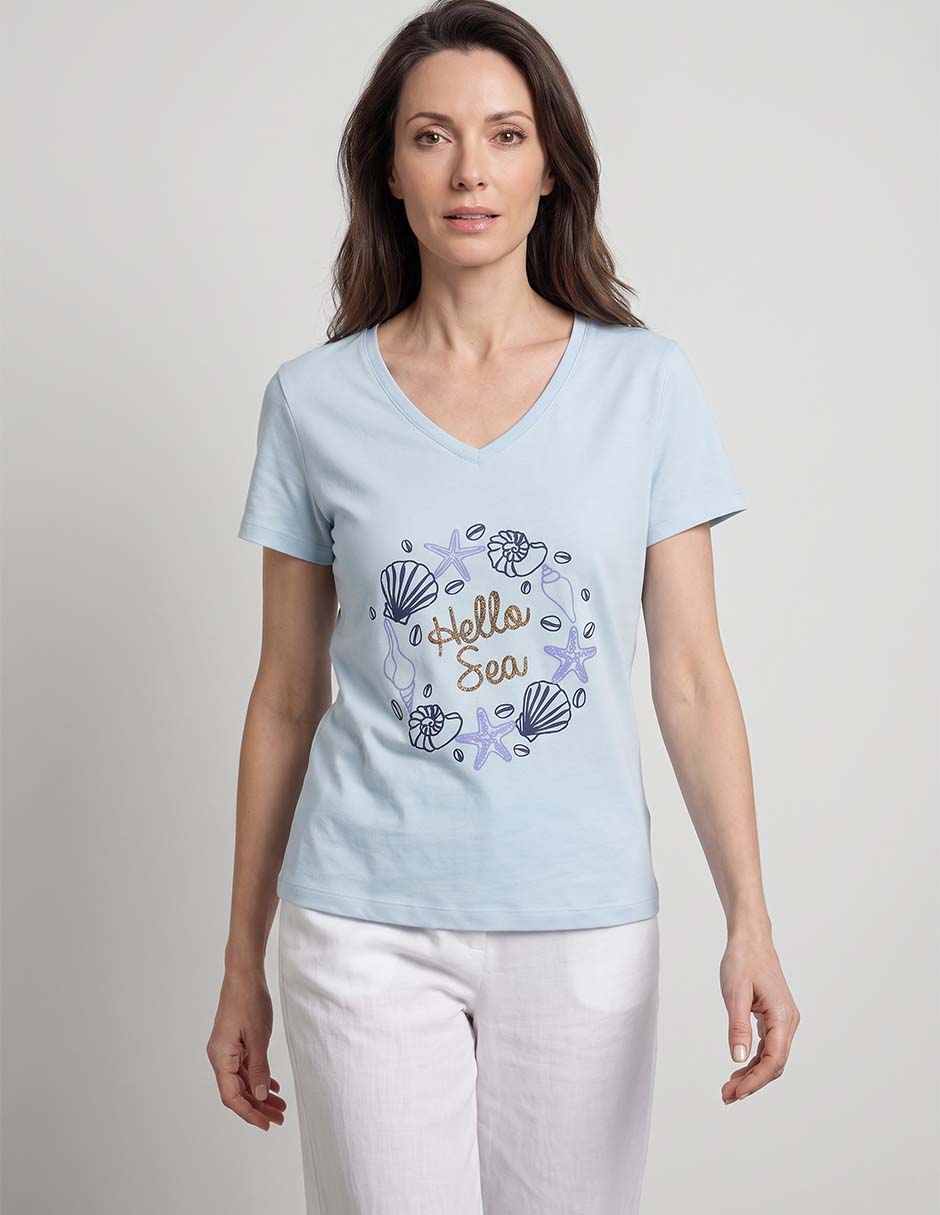 Playera manga corta cuello v para mujer Playera manga corta cuello v para mujer