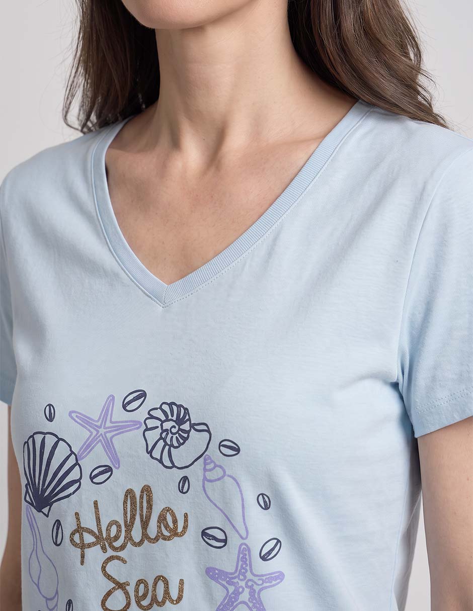 Playera manga corta cuello v mujer 4